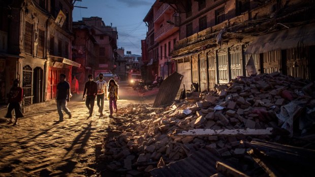 Debris in Bhaktapur, Nepal, where a major 7.8 earthquake hit last week.