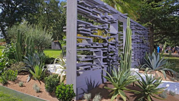 Myles Baldwin’s succulent-strewn garden featured a faux breeze-block front.