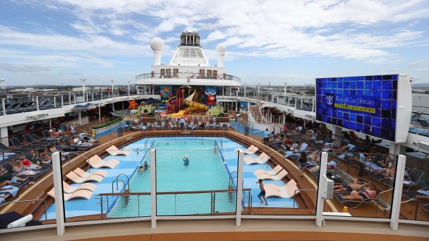 On the pool deck of the Ovation of the Seas.