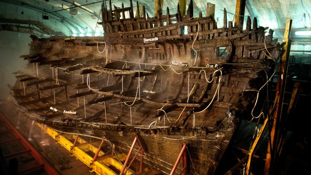 The 16th century Galleon Mary Rose, at Portsmouth Museum.