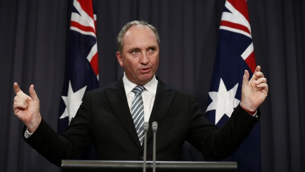 Deputy Prime Minister Barnaby Joyce makes a pitch for the extradition treaty with China at Parliament House.