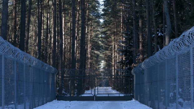 Possible torture site: A barbed wire fence surrounds a military area in the forest near the village of Stare Kiejkuty.