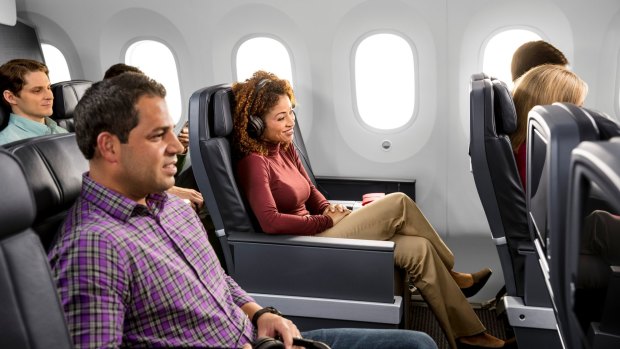 Premium Economy cabin on American Airlines.
