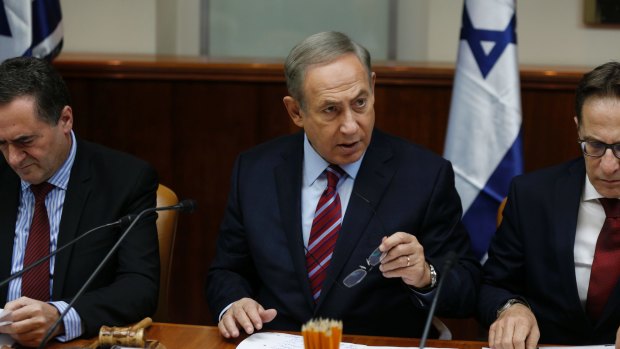 Israeli Prime Minister Benjamin Netanyahu at a cabinet meeting in Jerusalem.