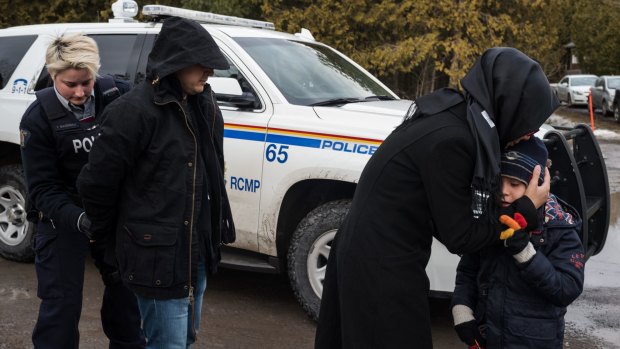 The officer arrests the family, who come from Turkey, after they crossed the border.