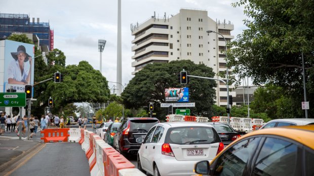 Traffic is building around the Gabba ahead of the Adele concert on Saturday night.