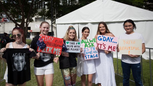 Adele fans at her Brisbane concert at the Gabba stadium on March 4 in Brisbane.