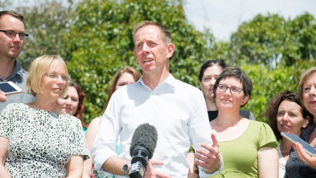 Greens leader Shane Rattenbury with Greens MLA Caroline Le Couteur. Mr Rattenbury was the only ACT politician to vote against  electoral reforms that created a campaign funding loophole.
