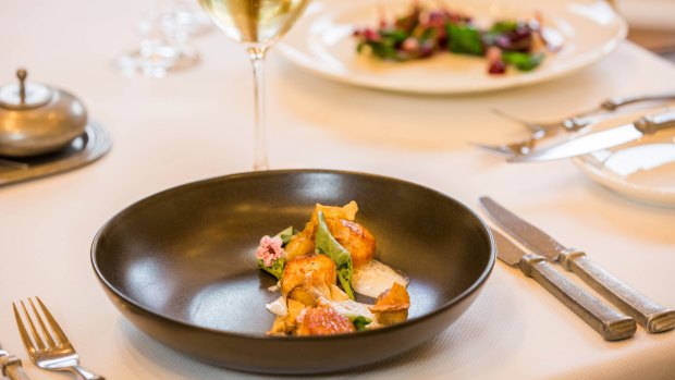 Scallops with broad bean tips and Jerusalem artichoke at The Farm at Cape Kidnappers.