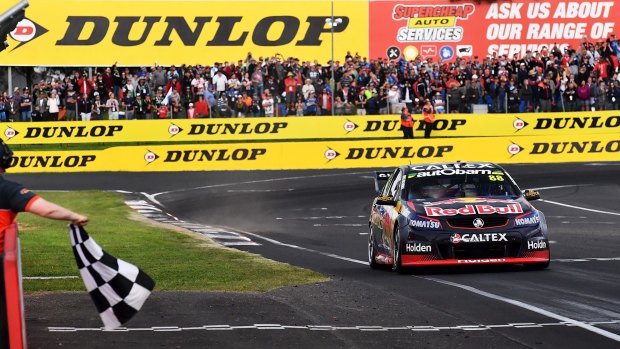 Jamie Whincup's Red Bull Holden crossed the line first at Bathurst, but after a time penalty was imposed, he was pushed back to 11th place.