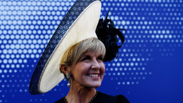 Acting prime minister and deputy Liberal leader Julie Bishop in the Emirates marquee at Flemington.