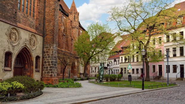 Nikolaiviertel (Nicholas quarter), a picturesque old district in the central part of Berlin, Germany.