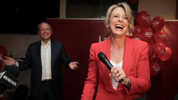 Opposition Leader Bill Shorten and Labor candidate for Bennelong Kristina Keneally address Labor supporters at the end of last year's byelection.
