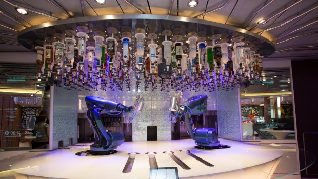 Perfect cocktails and no political opinions at the Bionic Bar on Royal Caribbean International's Quantum of the Seas.