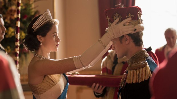 Queen Elizabeth II formally makes Philip a British Prince in season 2 of The Crown. 