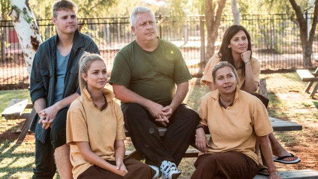 Tom Ballard, Renae Ayris, "Dicko", Nicki Wendt and Natalie Imbruglia experience life inside a model prison on First Contact.