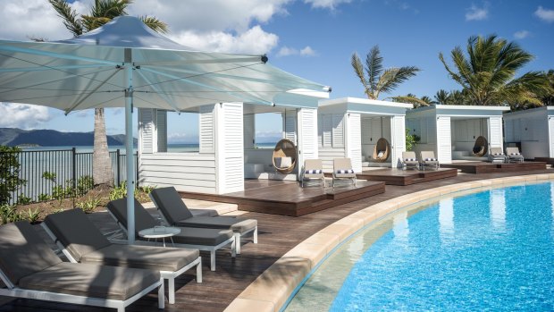 Cabanas by the pooly at Hayman Island.