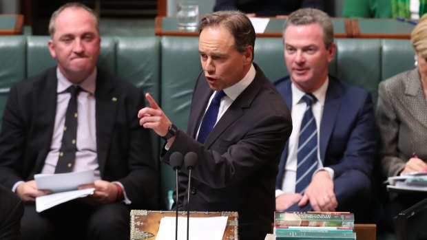 Health Minister Greg Hunt during Question Time at Parliament House in Canberra.