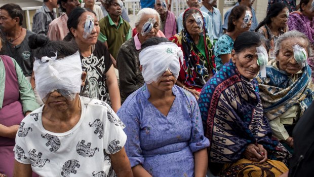 Patients wait after surgery at Kalimpong.