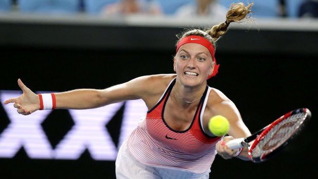 Full stretch ... Petra Kvitova of the Czech Republic reaches for a forehand return.