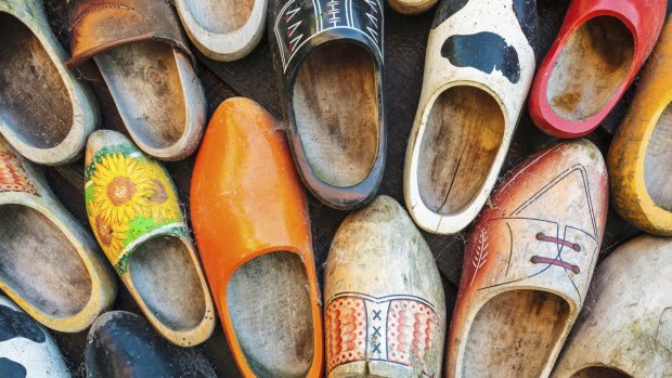 The heritage: Colourful vintage Dutch wooden clogs.