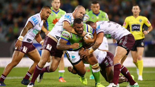 Canberra Raiders Junior Paulo says he scored disallowed try in two-point loss to Manly Sea Eagles.