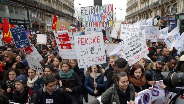 Angry unions and young people take part in a day of protests in France. 
