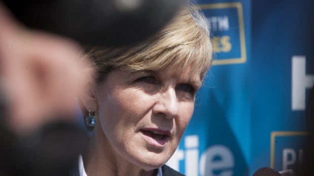Foreign Minister Julie Bishop at the Serpentine Jarrahdale Recreation centre polling place as voting takes place in the by-Election in Canning.