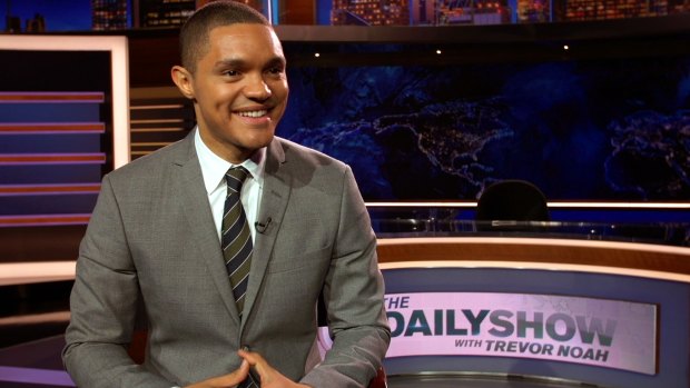 Trevor Noah on the set of his new show <i>The Daily Show with Trevor Noah</i> in New York.