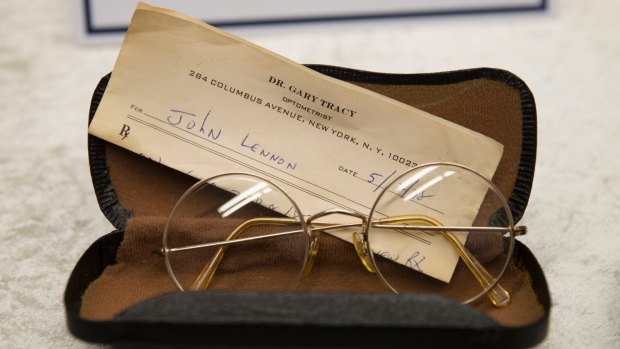 Spectacles belonging to John Lennon, with a prescription by optometrist Gary Tracy, were among the items/
