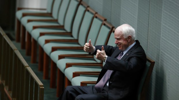US Senator John McCain in the House of Representatives during question time on Monday.