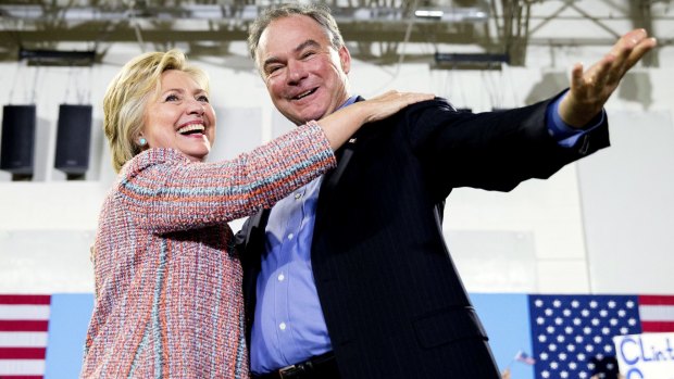 Democratic presidential candidate Hillary Clinton and Senator Tim Kaine in Annandale, Virginia, last week. 