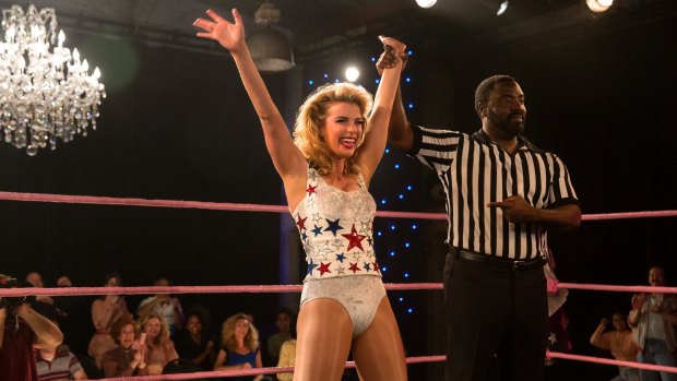 Betty Gilpin as former actor and now pro  wrestler Debbie in season two of Glow.