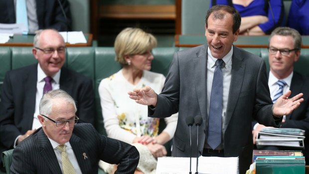 Prime Minister Malcolm Turnbull and Special Minister of State and Mal Brough during question time on Thursday.