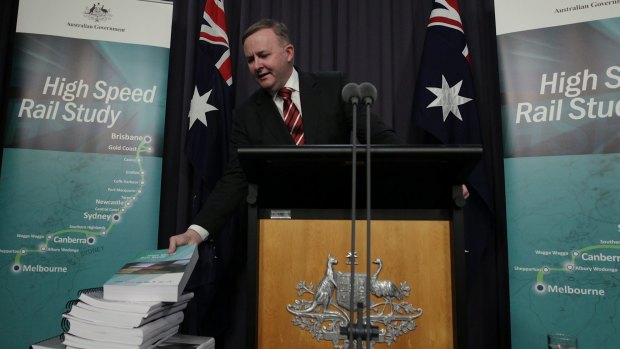 Former infrastructure and transport minister Anthony Albanese releases a report examining high-speed rail in 2013.