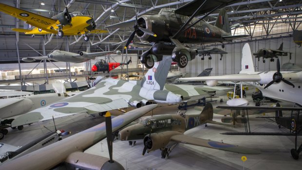 Some of the aircrafts on display at the Imperial War Museum Duxford in Cambridgeshire.