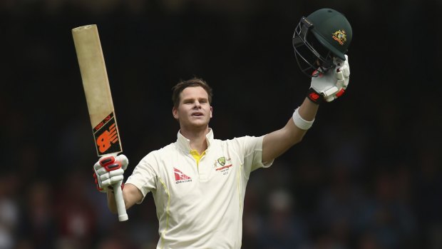 Steve Smith celebrates after reaching his double century during day two second Ashes Test match. 