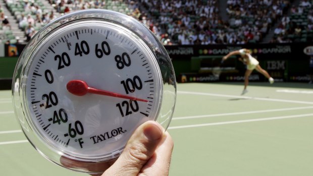 Hot, hot, hot: The temperature on Rod Laver Arena in 2007, during the first round.