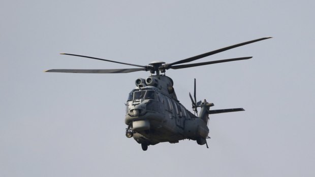 A Turkish Air Force AS-532AL Cougar helicopter takes off from Incirlik airbase in the southern city of Adana, Turkey on Monday.