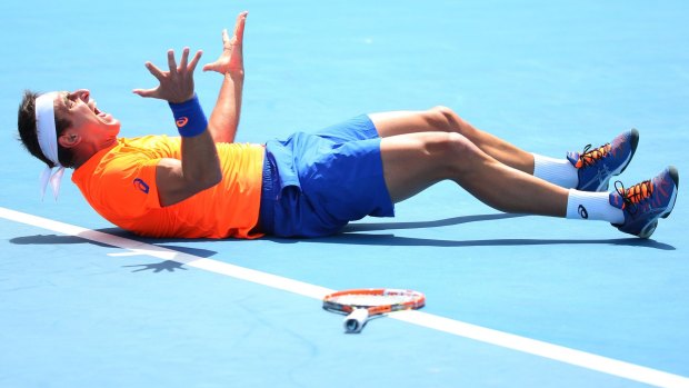 Breakthrough: Marinko Matosevic after winning his first ever match at the Australian Open.