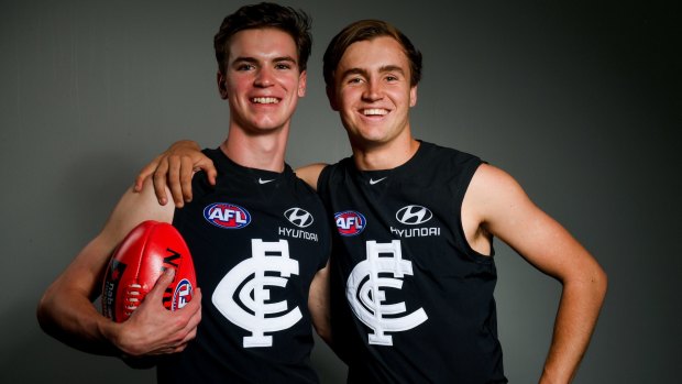 Prized Carlton draftees Paddy Dow (left) and Lochie O'Brien.