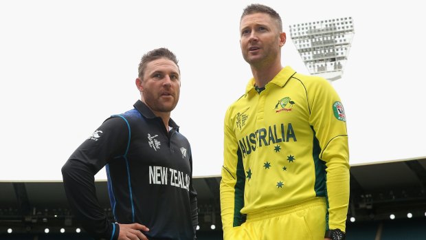 Longing for victory: Captains Brendon McCullum of New Zealand and Michael Clarke of Australia.