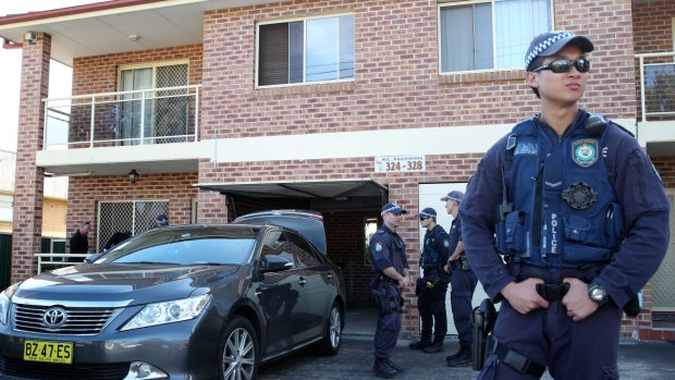 NSW Police during raids on houses in western Sydney this week.
