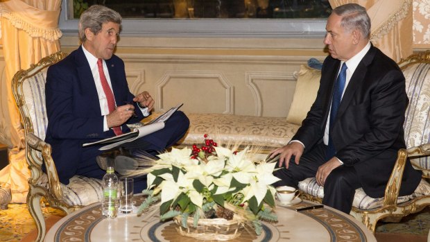 US Secretary of State John Kerry and Israel's Prime Minister Benjamin Netanyahu in Rome.