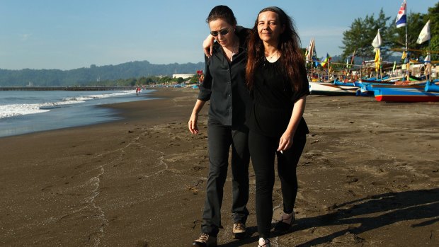 Angelita Muxfeltd (left) is the cousin of paranoid schizophrenic Brazilian man, Rodrigo Gularte, who awaits execution. Sabine Atlaoui (right) is the wife of French man, Serge Atlaoui, who also awaits execution.