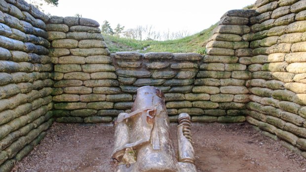 The trenches and canon on battlefield of Vimy ridge, France.