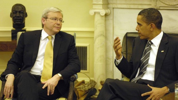 Kevin Rudd, as prime minister, meeting US President Obama in the White House in 2009.