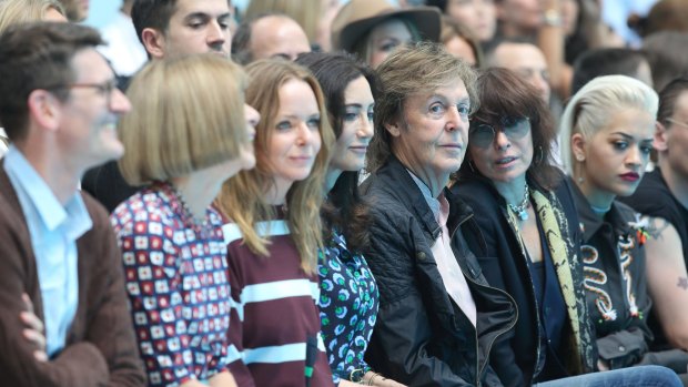 Anna Wintour, Stella McCartney, Nancy Shevell, Sir Paul McCartney, Chrissie Hynde and Rita Ora attending London Fashion Week.