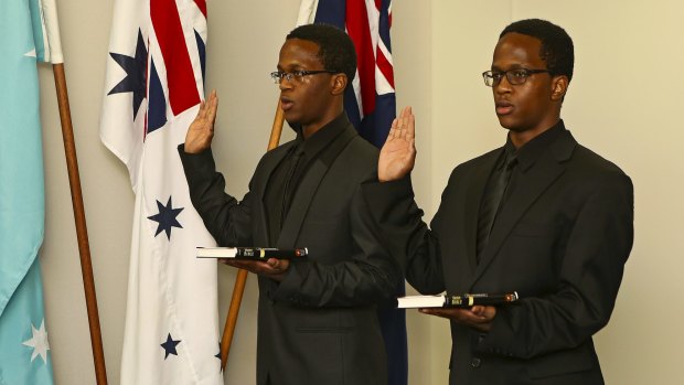Enlistment Ceremony of Zimbabwean identical twins Allen and Allan Dube.