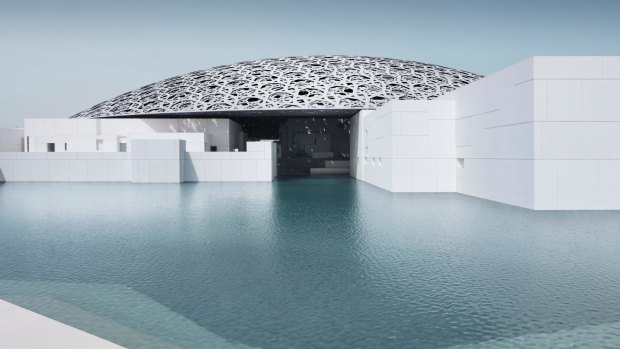 The exterior of the Louvre Abu Dhabi.